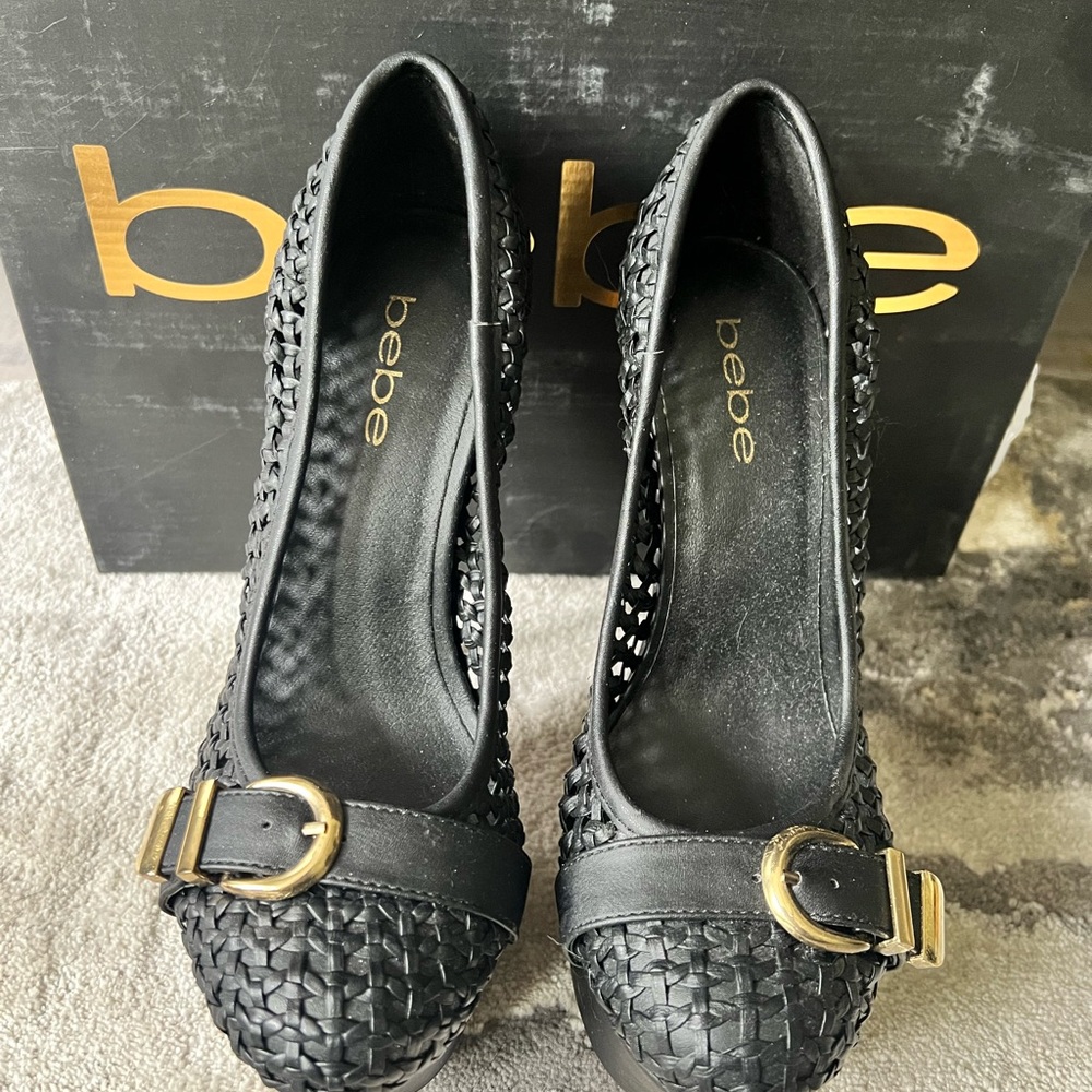 Black woven Bebe heel